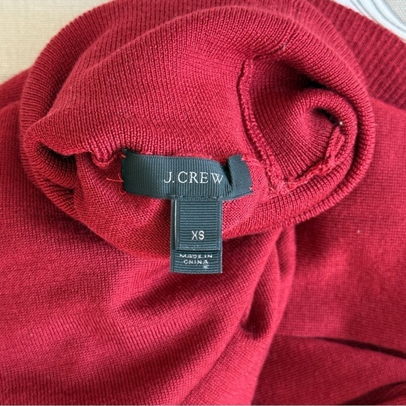 J. Crew Merino Wool Turtleneck Sweater with Side Slits Cherry Red XS - Picture 5 of 8